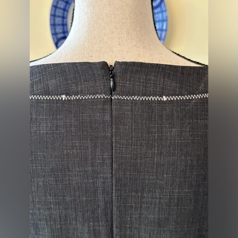 Miss Sixty | Gray Sheath Dress with Wide Neckline, Zippers and Zigzag Stitching - Picture 8 of 12